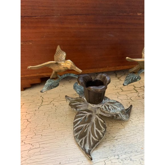 Brass Humming Bird Taper Candle holders Set Vintage Art Nouveau - Picture 13 of 13